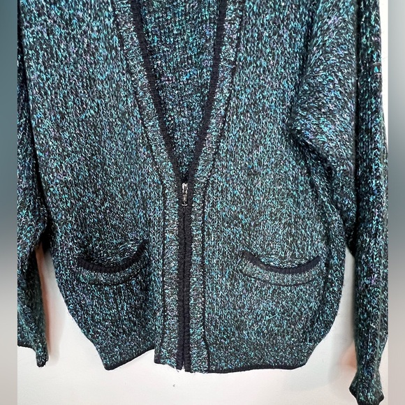 Z Cavaricci Zip Up Knit Crochet Style Cardigan Sweater - Picture 2 of 8